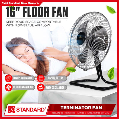 Standard Terminator Floor Fan 16" STD-16E Metal Blade