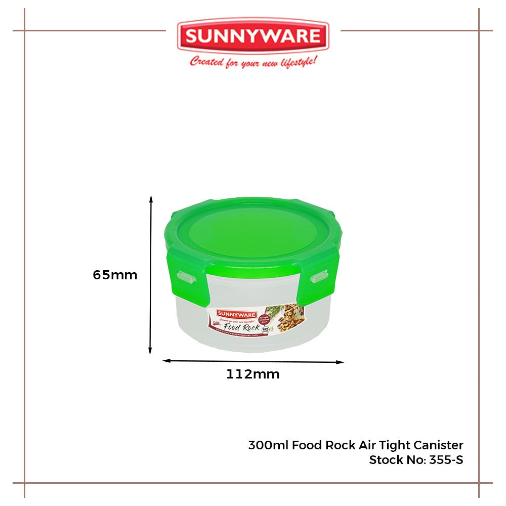 4 pcs | Sunnyware 355-S 300 ml Food Rock Air Tight Food Keeper Canister Set