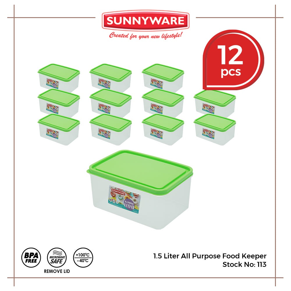 12pcs 1.5 liter All Purpose Food Keeper [Sunnyware 113] | Plasticware | Food Storage | BPA Free