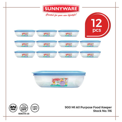 12pcs 900 Ml All Purpose Food Keeper [Sunnyware 116] |Plasticware | Storage | Kitchenware | BPA Free