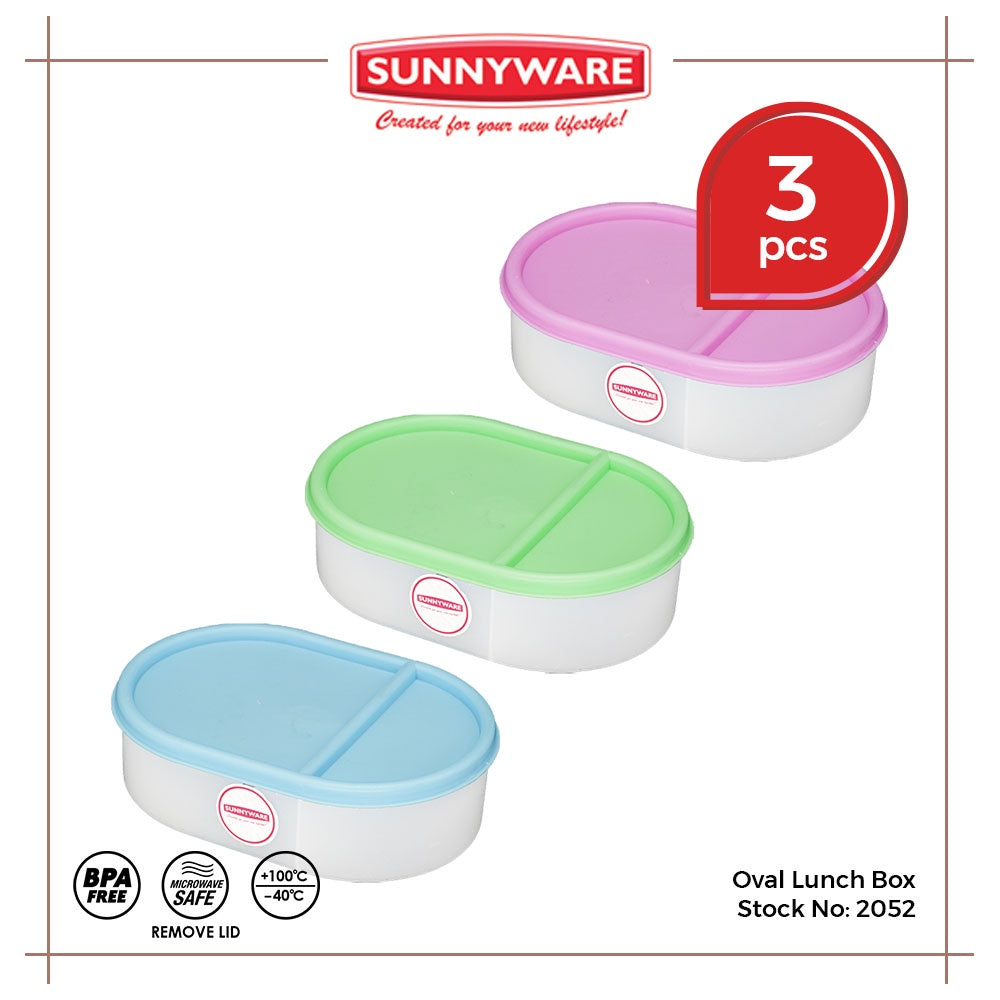 3pcs Oval Lunch Box [Sunnyware 2052] |Plasticware |Food Storage |Kitchenware | BPA Free |Food Keeper