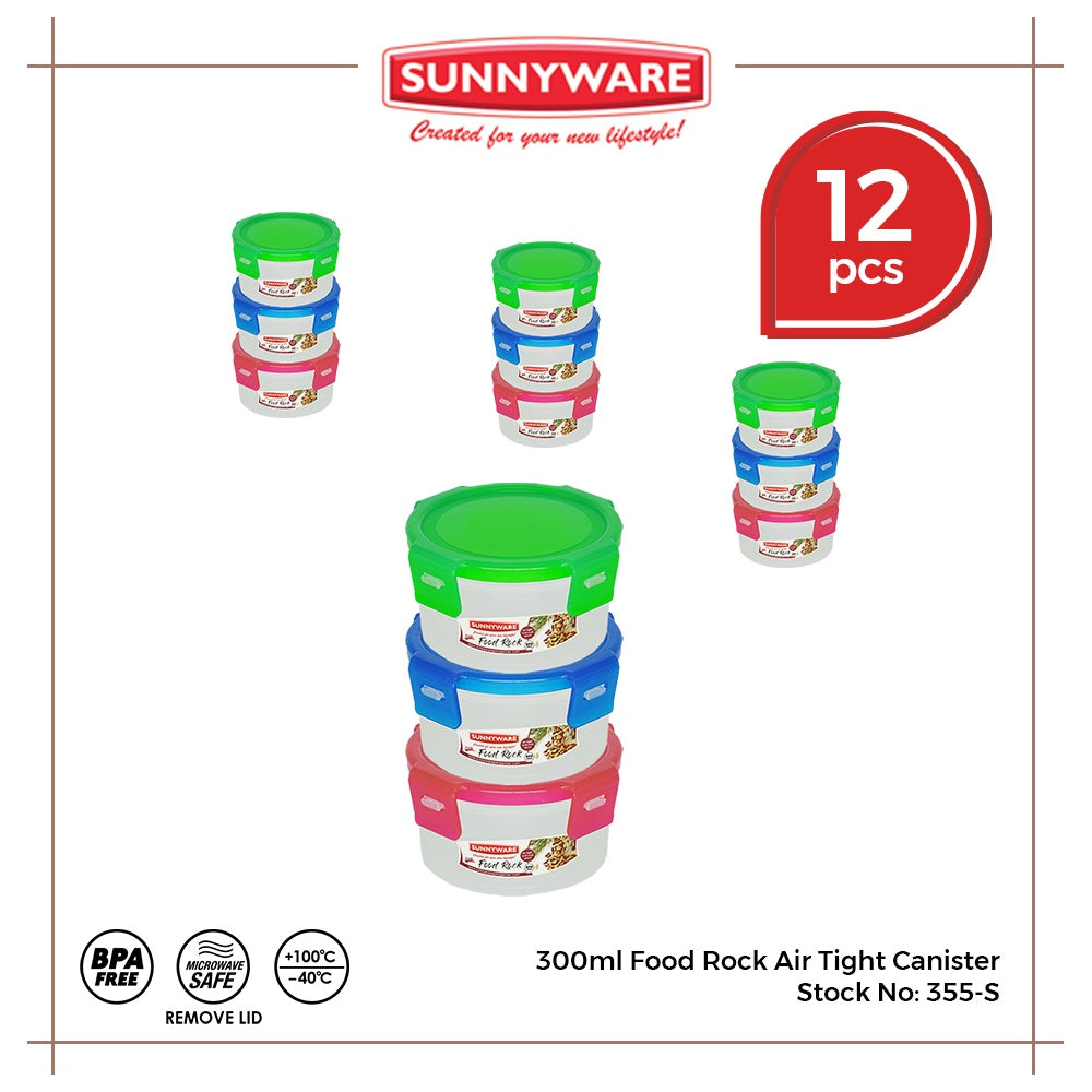 12pcs 300ml Food Rock Air Tight Canister [Sunnyware 355-S] | Plasticware |Kitchenware | Food Storage