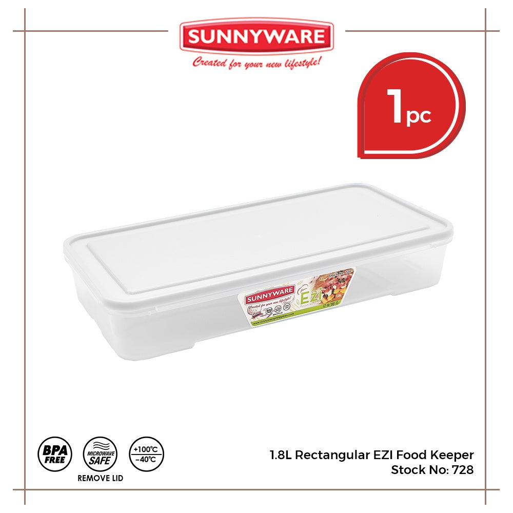 1 pc 1.8L Rectangular EZI Food Keeper [Sunnyware 728] Food Keeper| Microwavable| Ezi| Plasticware