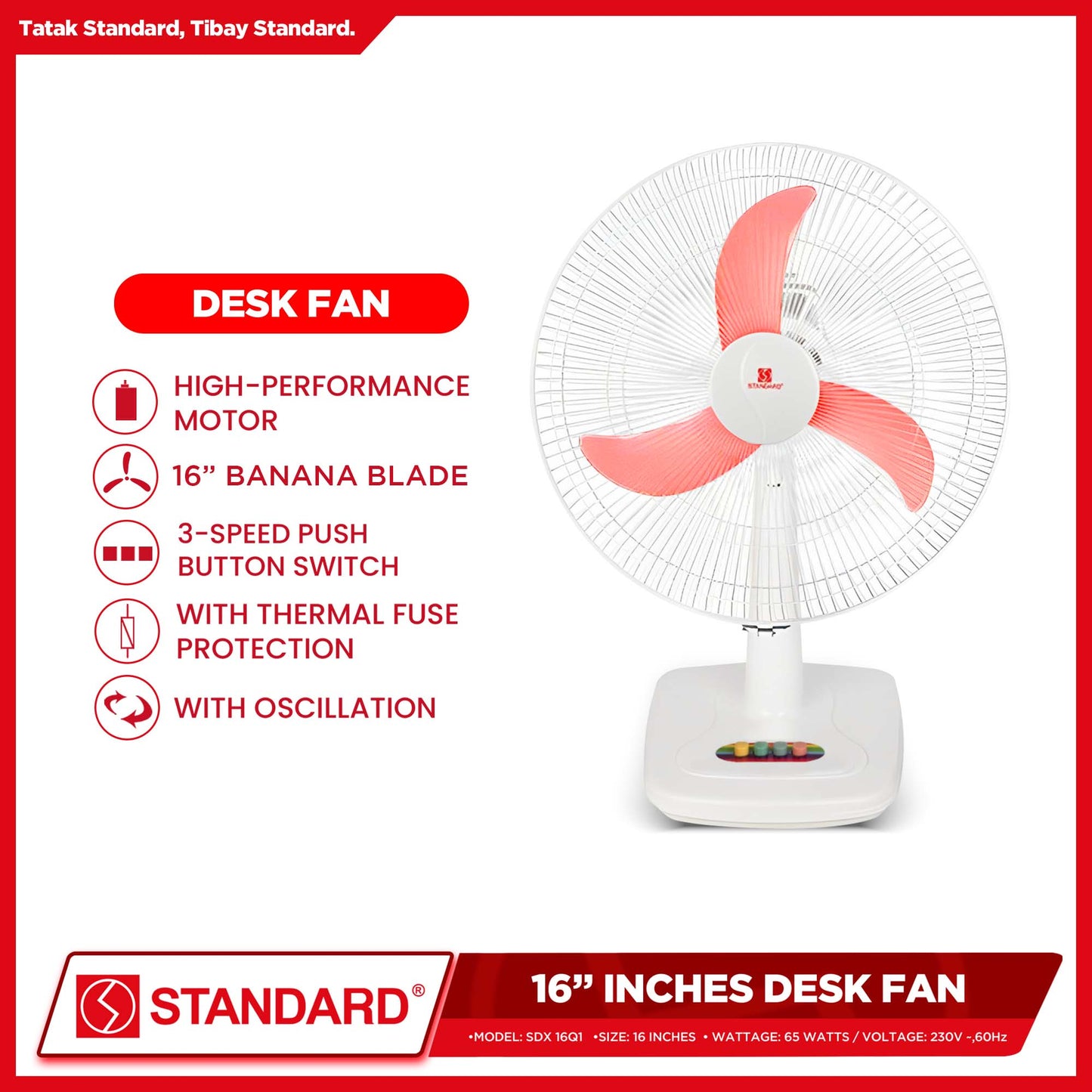 Standard Desk Fan 16" (Random Color) SDX 16Q1