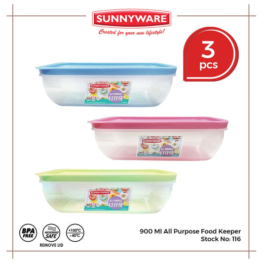 3pcs 900ml All Purpose Food Keeper [Sunnyware 116] | Plasticware | Storage | Kitchenware | BPA Free