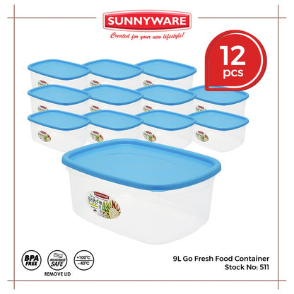 12pcs 9L Go Fresh Food Container [Sunnyware 511] | Plasticware | Kitchenware | Storage | BPA Free