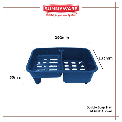 Sunnyware 9732 Double Soap Tray w/ drain for kichen laundry