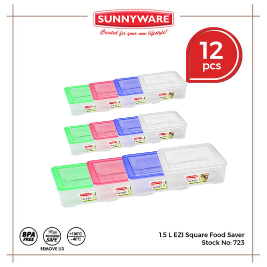 12pcs 1.5 L EZI Food Saver Keeper Storage Container [Sunnyware 723] Microwavable House Plastic Ware