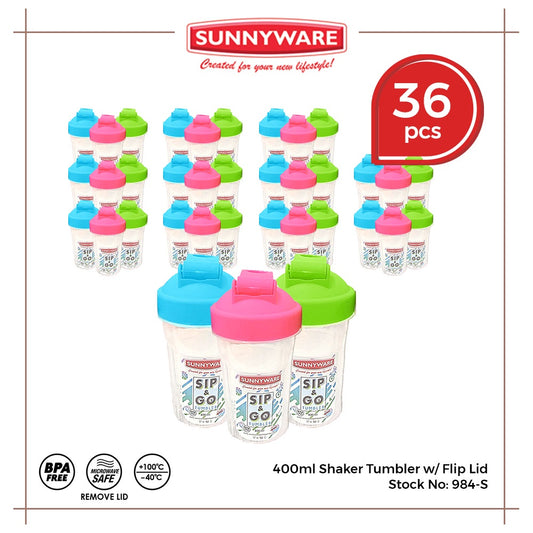 36 pcs Sunnyware 984-S 400 ml Sip n Go Shaker Tumbler w/ Flip