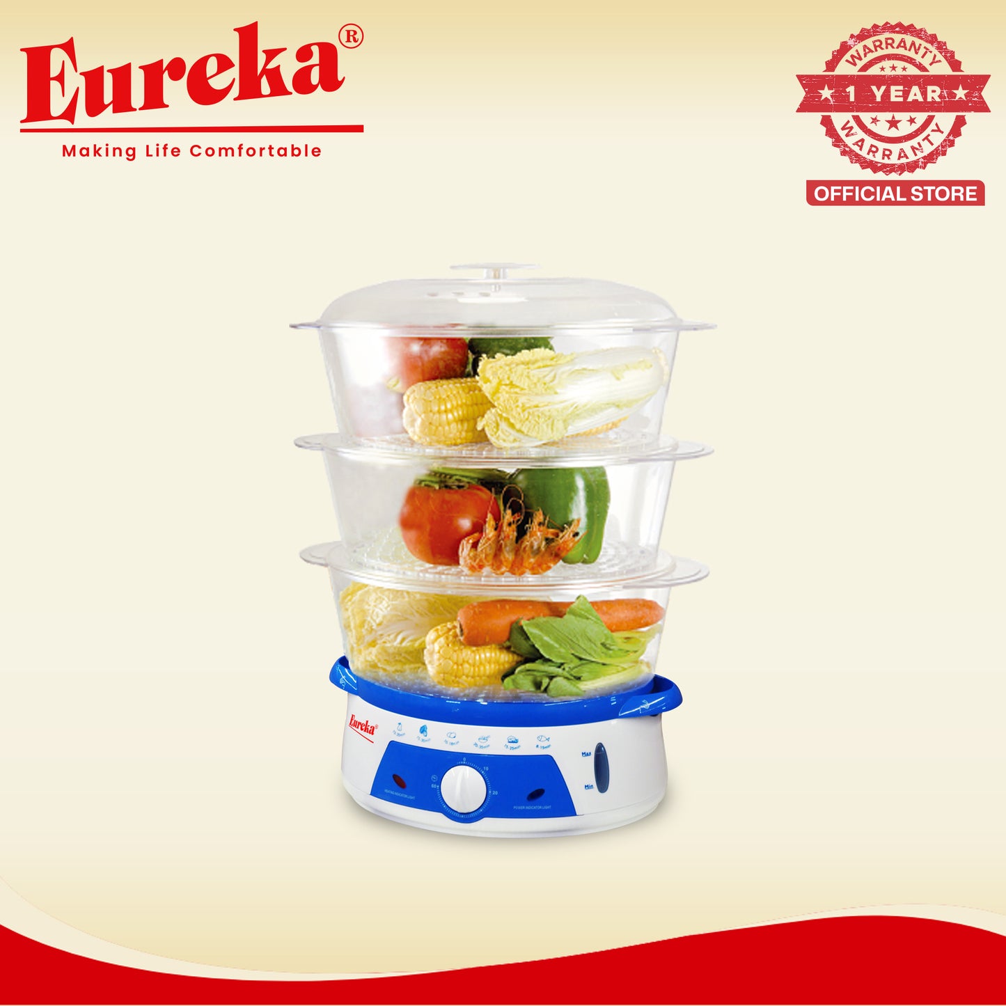 Eureka  Food Steamer Double-sided Water Filling 2-Layer | 3-Layer Random Color