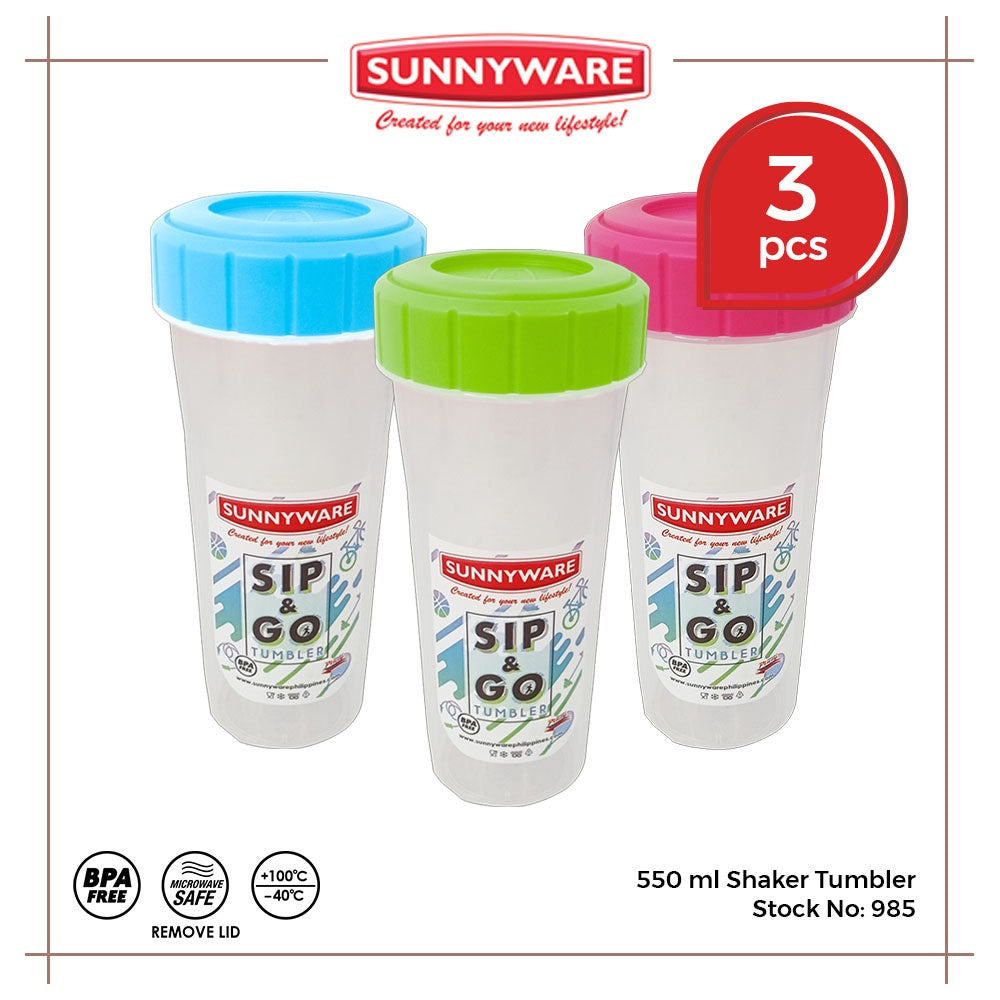 3pcs 550 ml Tumbler Shaker [Sunnyware 985] | Plasticware | Kitchenware | Tumbler | BPA Free