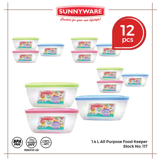 12pcs 1.4L All Purpose Food Keeper [Sunnyware 117] | Plasticware | Storage | Kitchenware | BPA Free