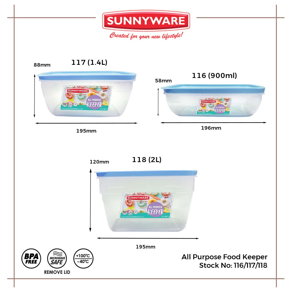 12pcs 900 Ml All Purpose Food Keeper [Sunnyware 116] |Plasticware | Storage | Kitchenware | BPA Free