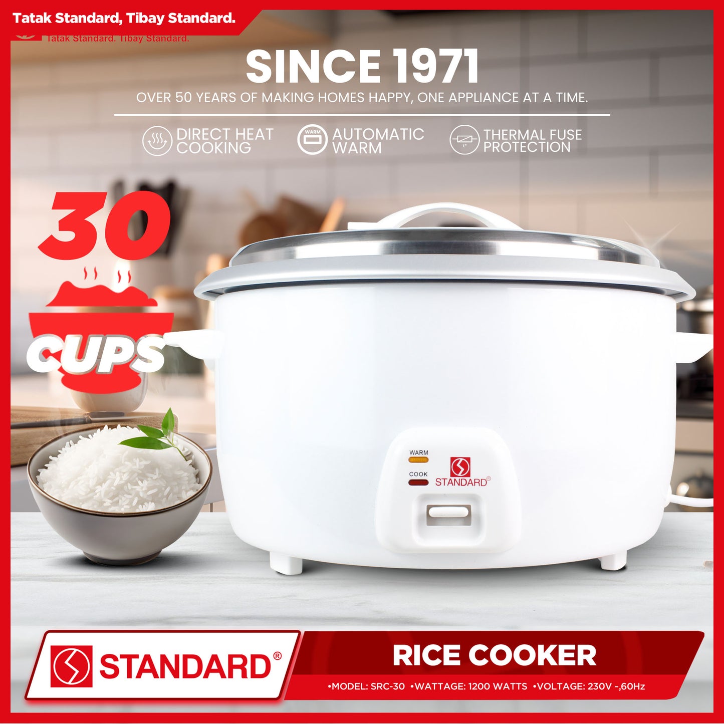 Standard Rice Cooker 5.6L (30 Cups)