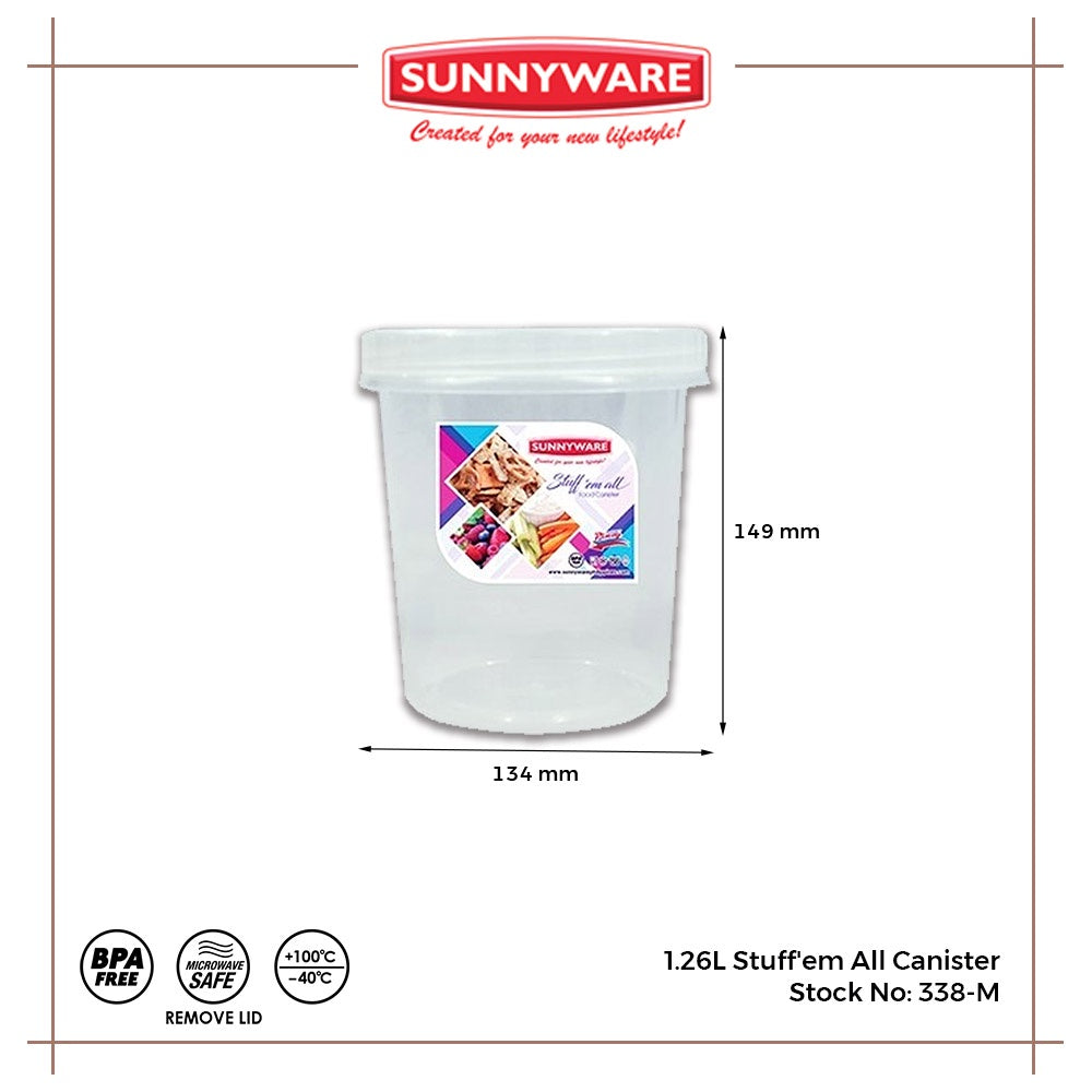 6 pcs Sunnyware 338-M | 1250 ml Medium Stuff'em All Round Canister Set