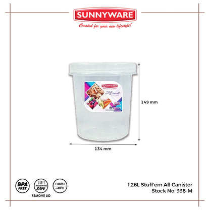 6 pcs Sunnyware 338-M | 1250 ml Medium Stuff'em All Round Canister Set