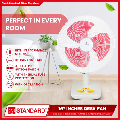 Standard Desk Fan 16" Big Plastic Blade