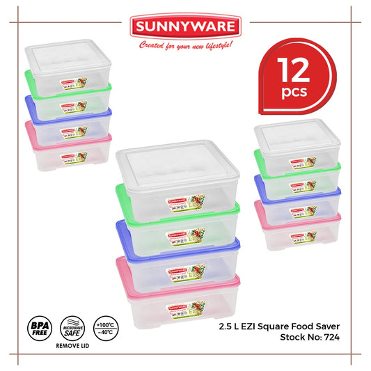 12pcs 2.5 L EZI Food Saver Keeper Storage Container [Sunnyware 724] Microwavable House Plastic Ware