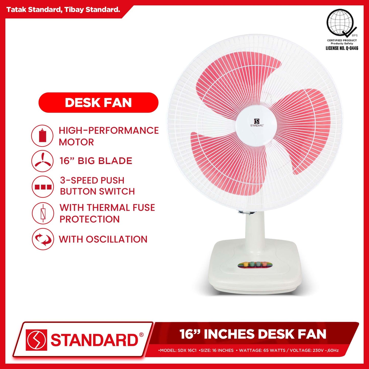 Standard Desk Fan 16" (Random Color) SDX-16C1