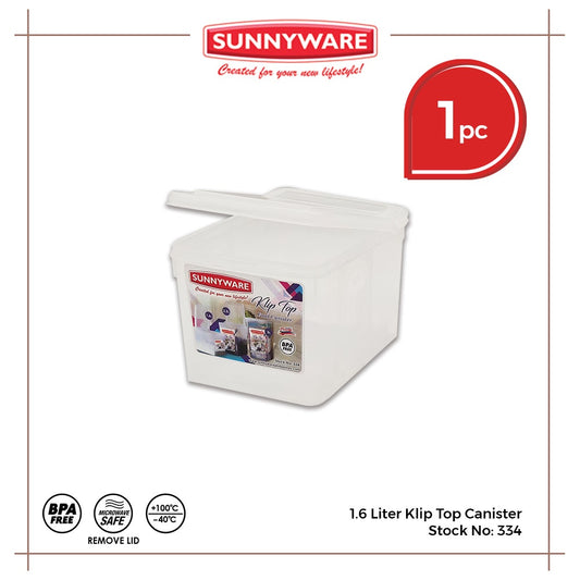 Sunnyware 334 1.6 Liter Klip Top Canister Kliptop | Plasticware | Houseware | Storage Container