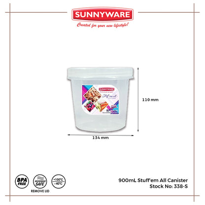 12pcs 900mL Stuff'em All Canister [Sunnyware 338-S] | Plasticware | Kitchenware | Food Storage