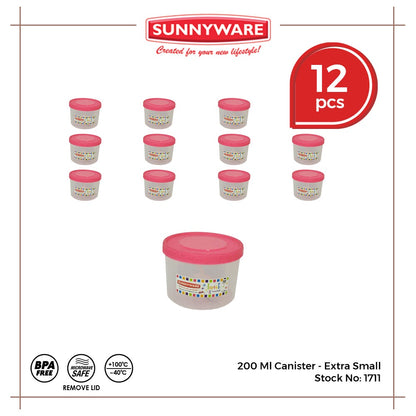 12pcs 200 ml Canister - Extra Small [Sunnyware 1711] | Plasticware | Food Storage | Kitchenware