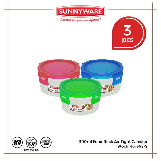 3pcs 300ml Food Rock Air Tight Canister [Sunnyware 355-S] | Plasticware |Kitchenware | Food Storage