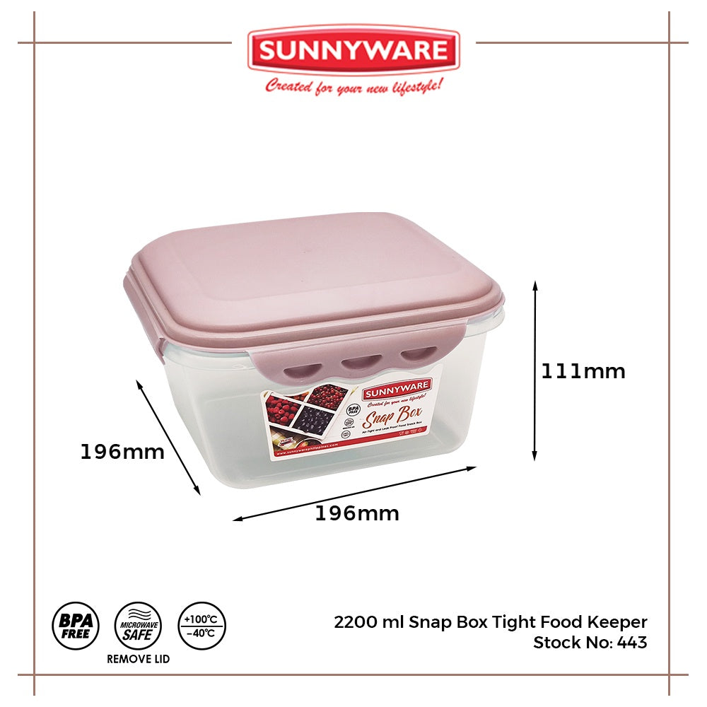 3pcs 2200 ml Snap Box Tight Food Keeper [Sunnyware 443] | Plasticware | Kitchenware | BPA Free