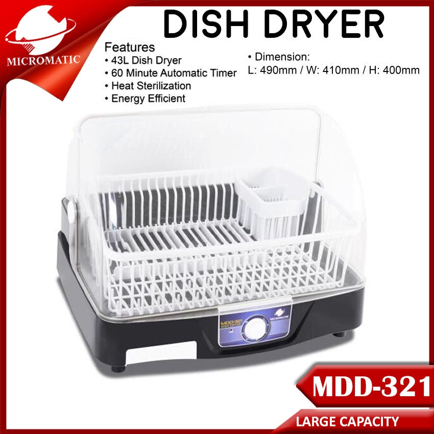 Micromatic MDD-321 Dish Dryer / 43L Capacity with 60-Minute Automatic Timer