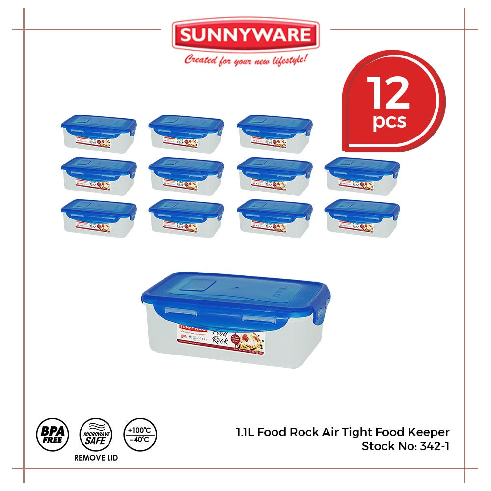 12pcs 1.1 Liter Food Rock Air Tight Food Keeper [Sunnyware 342-1] |Plasticware| Kitchenware |No Leak