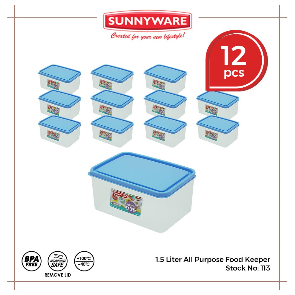 12pcs 1.5 liter All Purpose Food Keeper [Sunnyware 113] | Plasticware | Food Storage | BPA Free