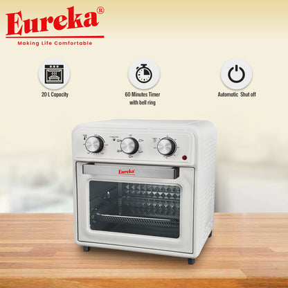 Eureka 20L Air Fryer Oven High Capacity Electric Toaster Bake Grill EEAO 20L - BLACK/WHITE