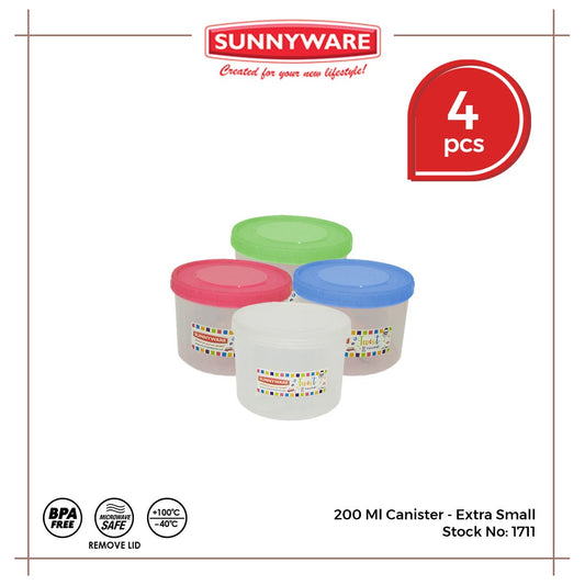 4pcs 200 ml Canister - Extra Small [Sunnyware 1711] | Plasticware | Food Storage | Kitchenware