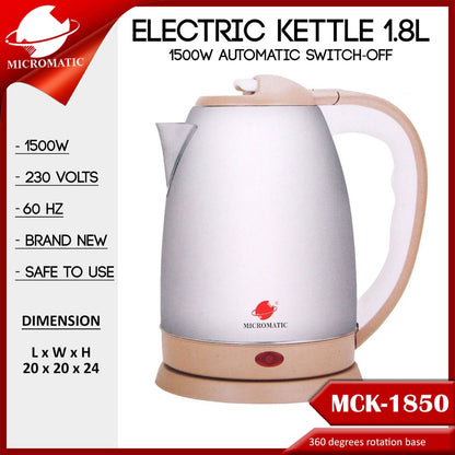 Micromatic MCK-1850 Electric Kettle 1.8L (Silver/Gold)