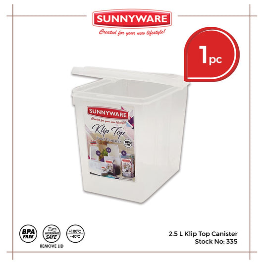 Sunnyware 335 2.5 L Klip Top Canister Kliptop | Food Storage Container Plastic Ware Organizer