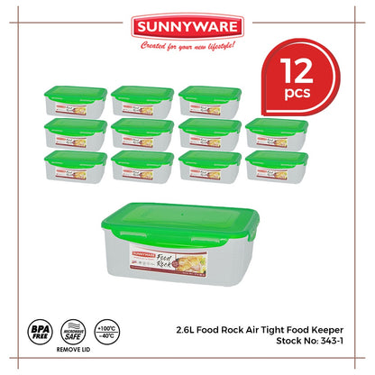 12pcs 2.6 Liter Food Rock Air Tight Food Keeper [Sunnyware 343-1]|Kitchenware | Leak Proof | Storage