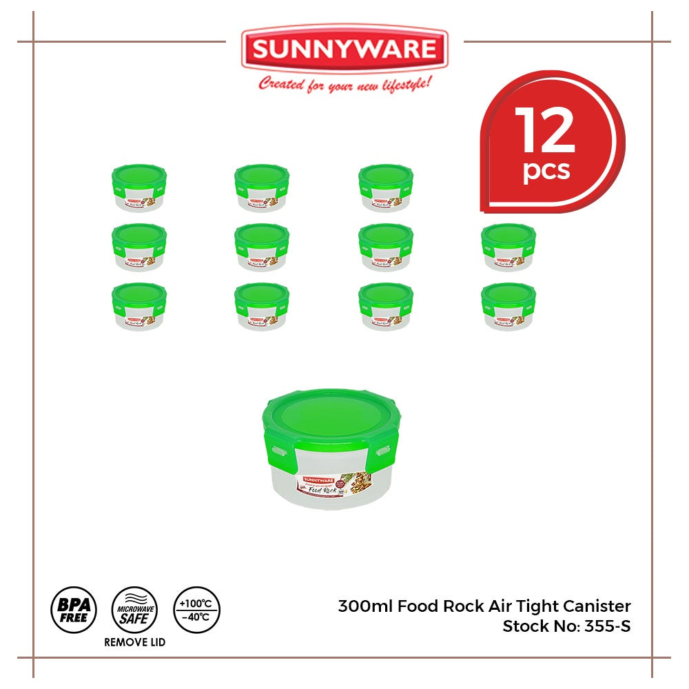 12pcs 300ml Food Rock Air Tight Canister [Sunnyware 355-S] | Plasticware |Kitchenware | Food Storage