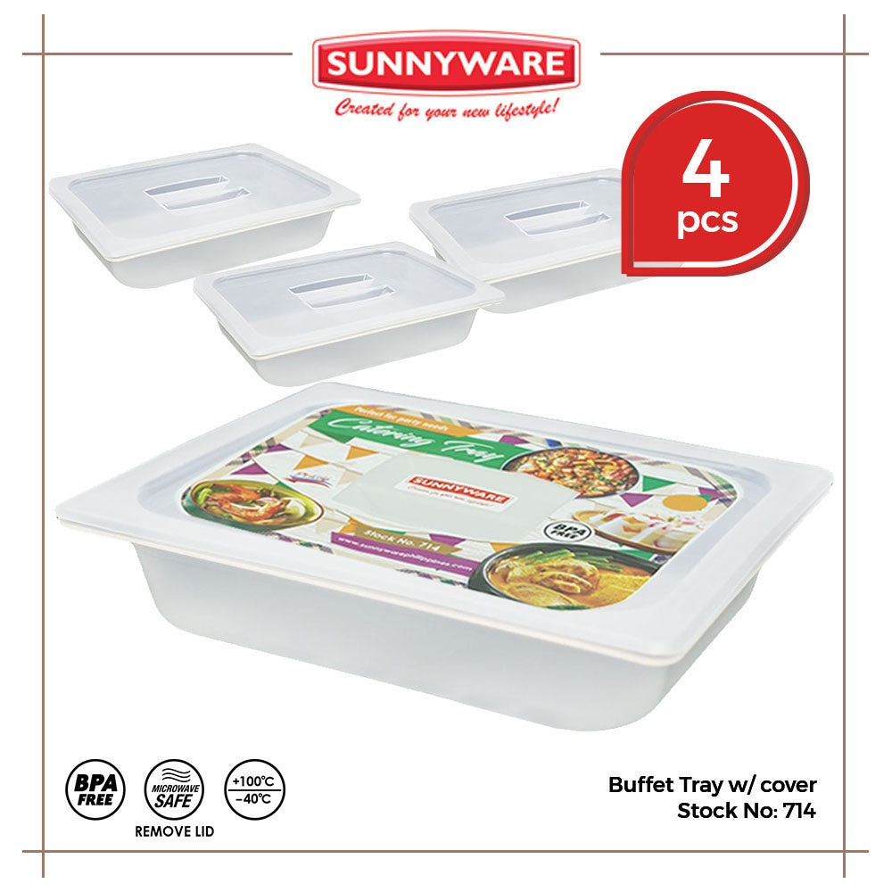 4pcs / 1 dozen Sunnyware 714 Buffet Catering Tray w/ cover 3.5L / 9.5L chafing dish for warmer