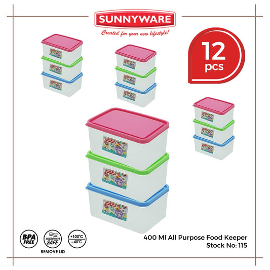 12pcs 400 ml All Purpose Food Keeper [Sunnyware 115] | Plasticware | Food Storage | BPA Free