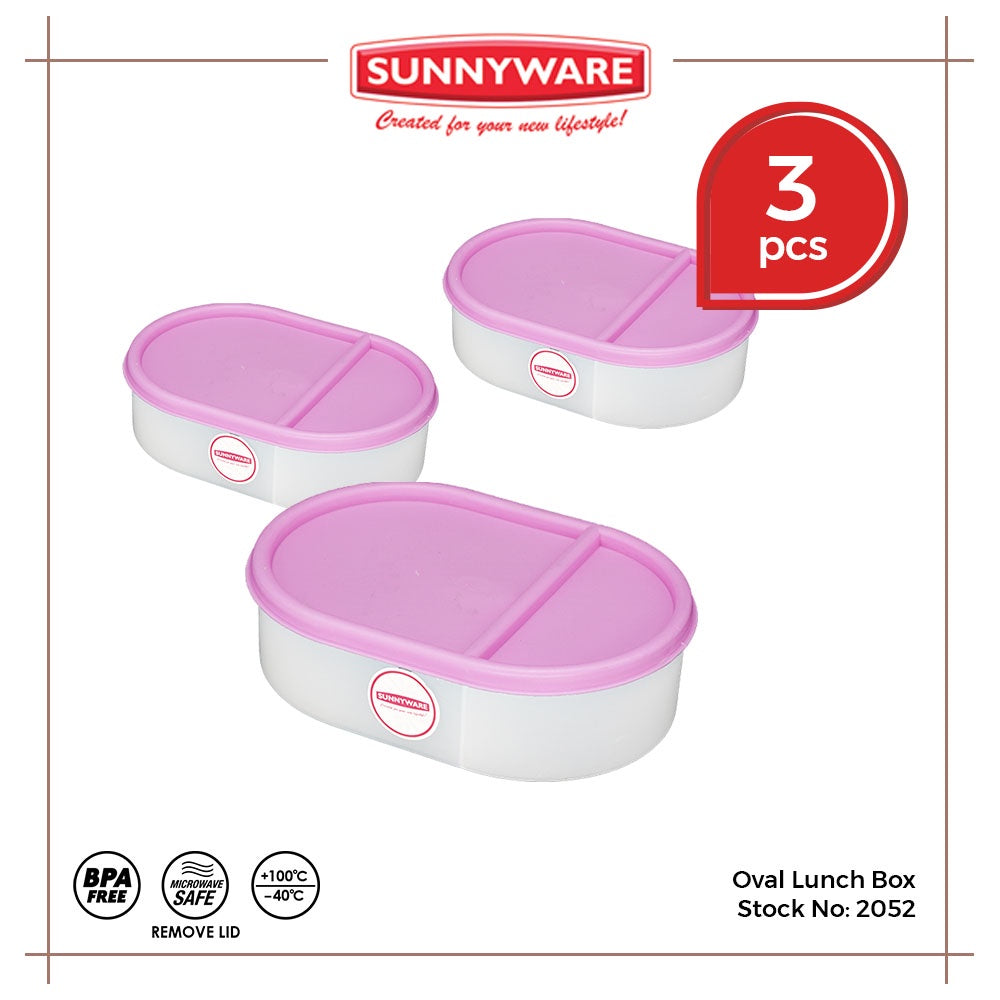 3pcs Oval Lunch Box [Sunnyware 2052] |Plasticware |Food Storage |Kitchenware | BPA Free |Food Keeper