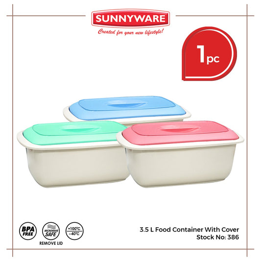 1pc 3.5 L Food Container With Cover [Sunnyware 386] | Plasticware | Kitchenware | Food Storage