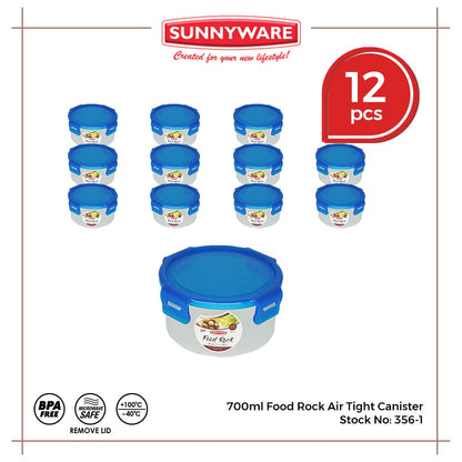 12pcs 700ml Food Rock Air Tight Canister [Sunnyware 356-1] | Plasticware |Kitchenware | Food Storage