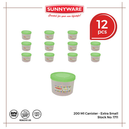 12pcs 200 ml Canister - Extra Small [Sunnyware 1711] | Plasticware | Food Storage | Kitchenware