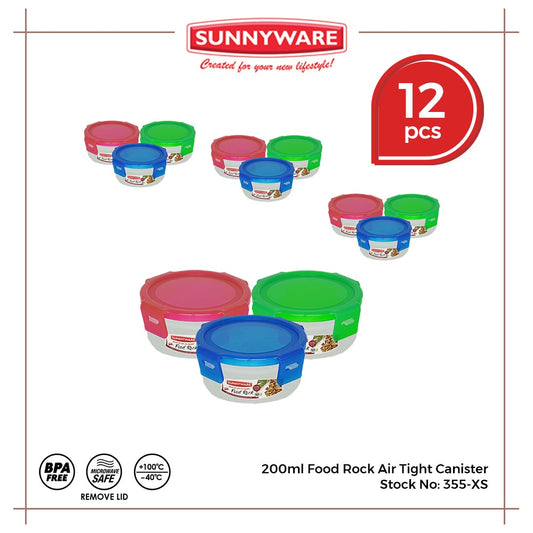 12pcs 200ml Food Rock Air Tight Canister [Sunnyware 355-XS] | Plasticware |Kitchenware |Food Storage