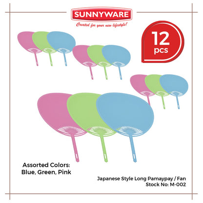 12pcs Japanese Style Long Pamaypay / Fan [Sunnyware M-002] | Plasticware | Householdware | Giveaways