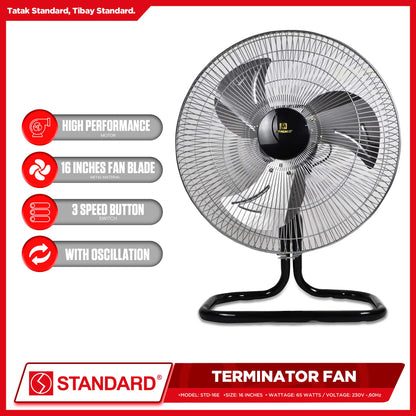 Standard Terminator Floor Fan 16" STD-16E Metal Blade