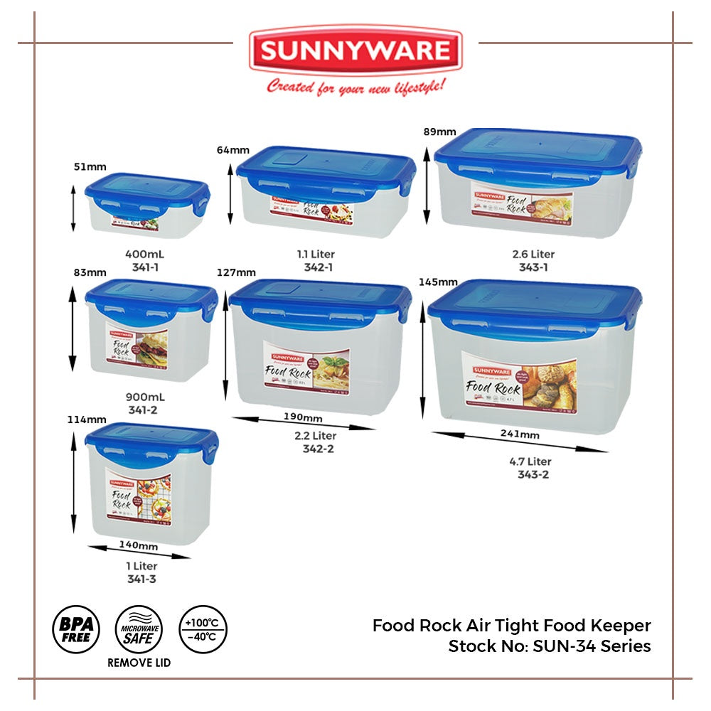 12pcs 2.2 Liter Food Rock Air Tight Food Keeper [Sunnyware 342-2] |Kitchenware| Leak Proof | Storage