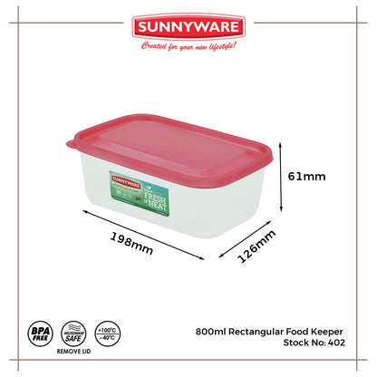 12pcs 800ml Rectangular Food Keeper [Sunnyware 402] | Plasticware | Food Storage & Keeper | BPA Free