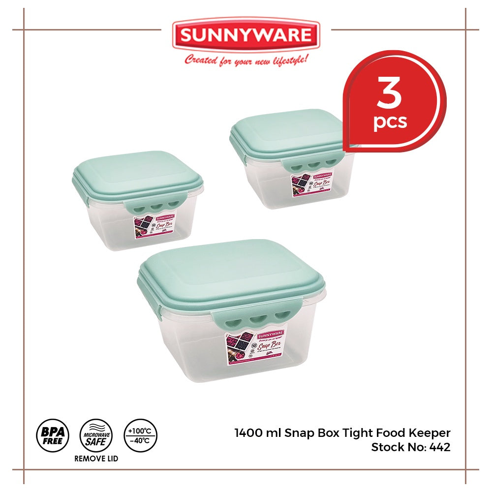 3pcs 1400 ml Snap Box Tight Food Keeper [Sunnyware 442] | Plasticware | Kitchenware | BPA Free