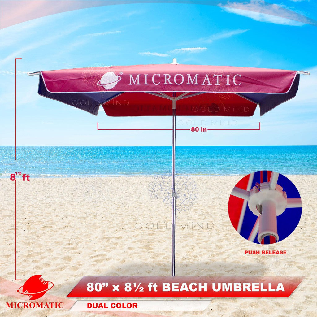 Micromatic 80 in Width x 8 1/2 ft Height, Square Beach Umbrella